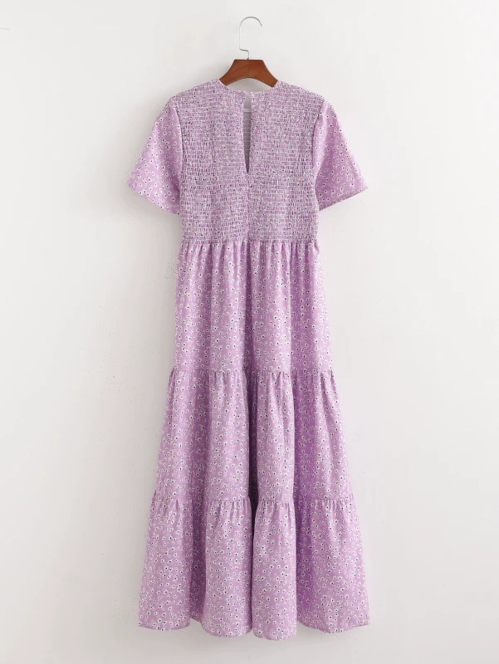 Womens Spring Elastic Waist Flared Maxi Dress
